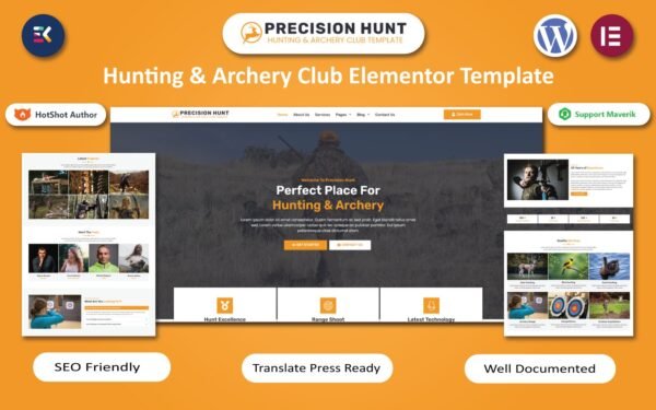 Precision Hunt – Hunting & Archery Club WordPress Elementor Template WordPress Theme
