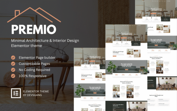 Premio – Minimal Architecture & Interior Design Elementor theme WordPress Theme