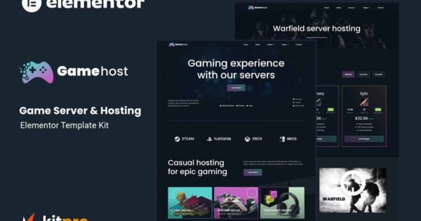 Gamehost – Game Server & Hosting Elementor Template Kit