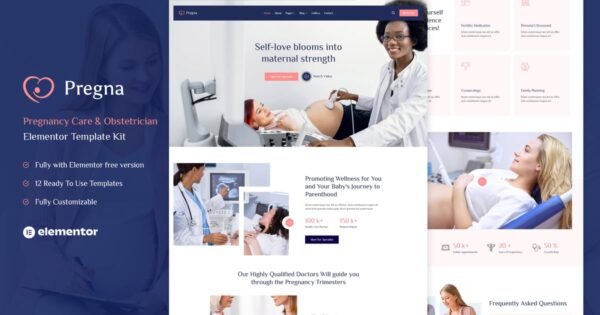 Pregna – Prenatal Care & Obstetrician Elementor Template Kit