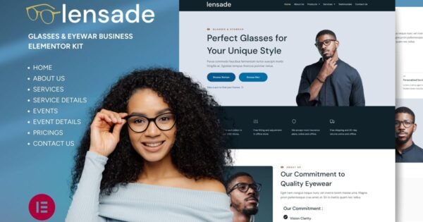 Lensade – Glasses & Eyewear Elementor Template Kit