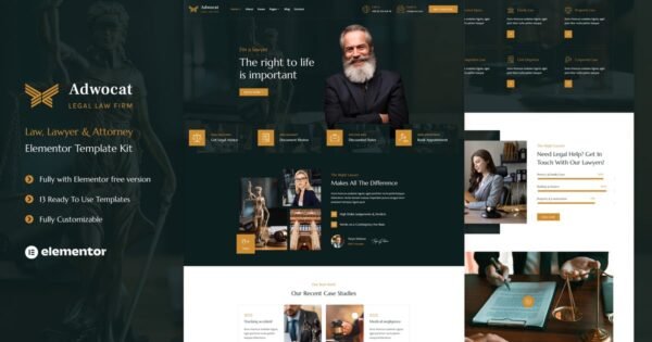 Adwocat – Law Firm & Attorney Elementor Template Kit