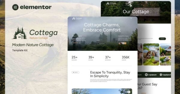 Cottega – Modern Nature Cottage Elementor Template Kit