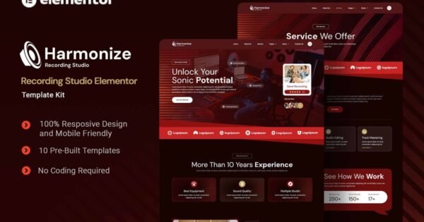 Harmonize – Recording Studio Elementor Template Kit