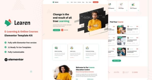 Learen – E-Learning & Online Courses Elementor Template Kit