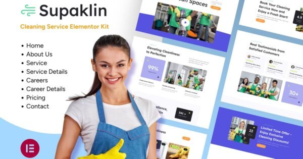Supklin – Cleaning Service Business Elementor Template Kit