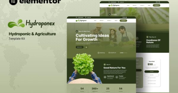 Hydroponex – Hydroponic & Agriculture Elementor Template Kit