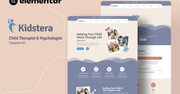 Kidstera – Child Therapist & Psychologist Elementor Template Kit