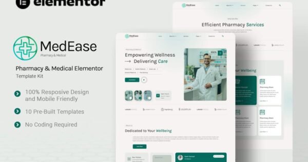 MedEase – Pharmacy & Medical Elementor Template Kit