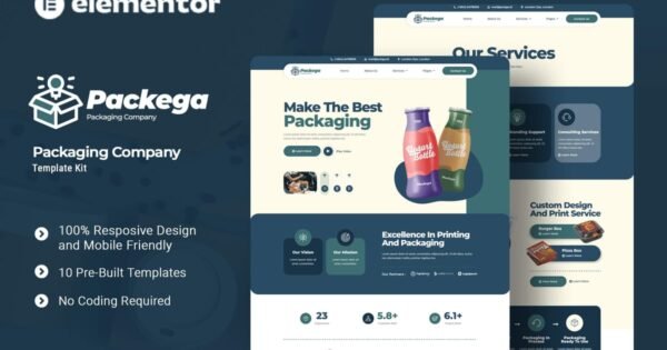 Packega – Packaging Company Elementor Template Kit