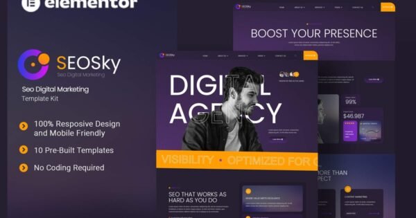 Seosky – Seo Digital Marketing Elementor Template Kit