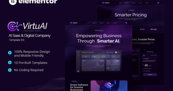 VirtuAI – AI Saas & Digital Company Elementor Template Kit