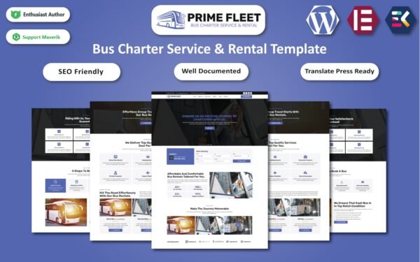 Prime Fleet – Bus Charter Service & Rental Elementor Template WordPress Theme