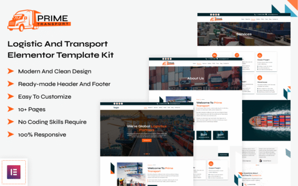 Prime Transport – Logistic And Transport Elementor Template Kit Elementor Kit