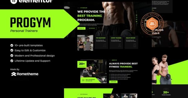 Progym – Personal Trainers & Fitness Elementor Template Kit