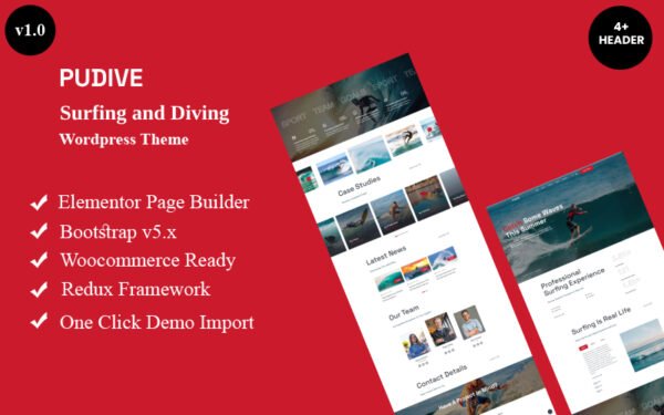 Pudive – Surfing & Diving Wordpress Theme WordPress Theme