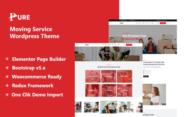 Pure – Moving Company Wordpress Theme WordPress Theme