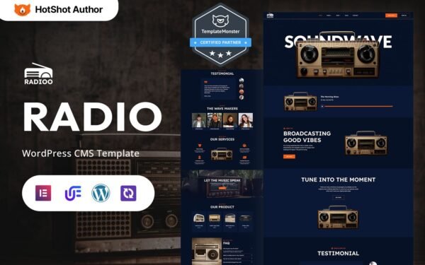 Radioo – Internet Radio And Modern Radio WordPress Elementor Theme WordPress Theme