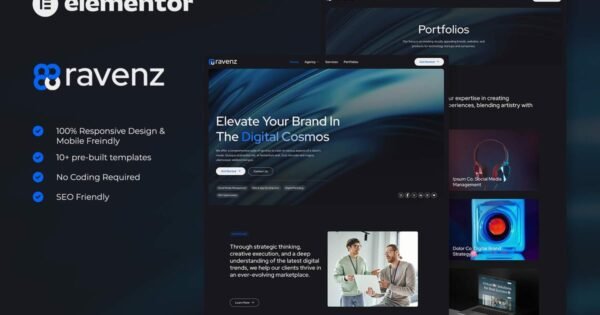 Ravenz – Creative Digital Agency Elementor Template Kit