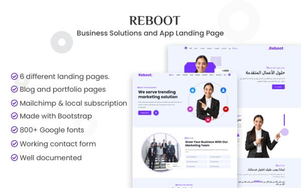 Reboot – Business Solution and App Landing Page WordPress Theme