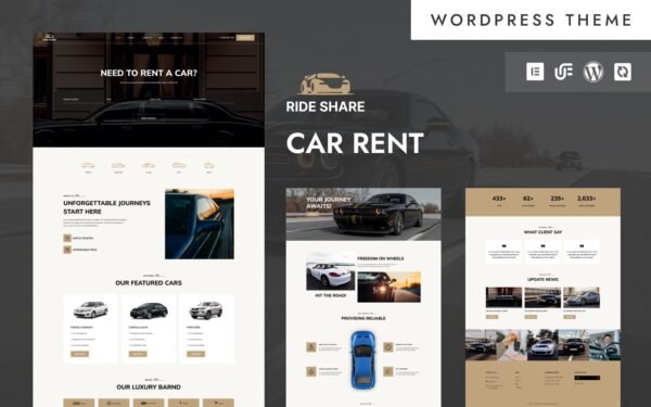 Ride Share – Car Rental And Booking Services WordPress Elementor Theme WordPress Theme