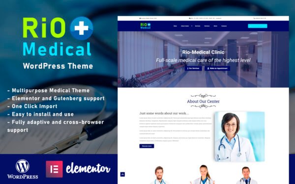 Rio-Medical – Medical Center Landing Page WordPress Theme