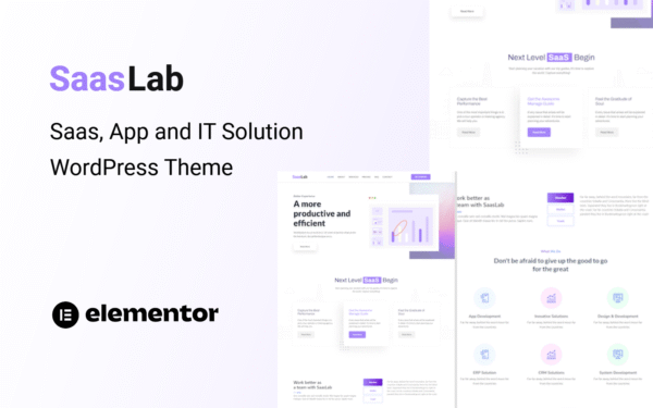 SaasLab – SaaS, App and IT Solution One Page WordPress Theme