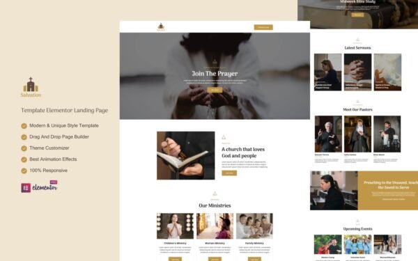 Salvation – Church Elementor Landing Page Template Elementor Kit