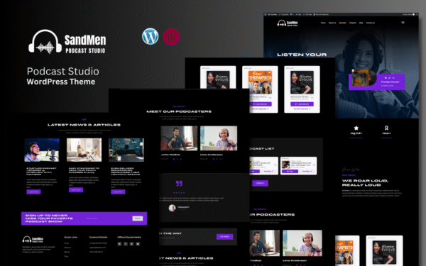SandMen – Podcast Studio WordPress Website WordPress Theme