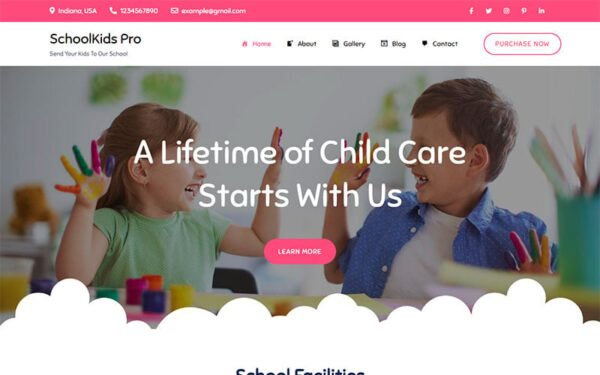 SchoolKids Pro – Kindergarten and Preschool WordPress Theme
