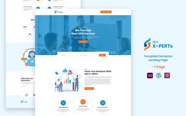 SEO X-Perts – Seo Services Ready to use Elementor Landing Page Template Elementor Kit
