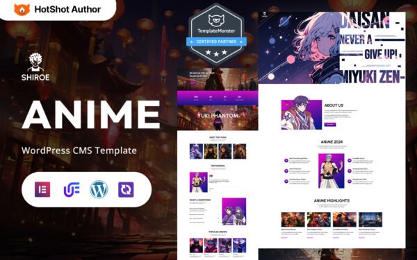 Shiroe – Anime, Manga Store And Portfolio WordPress Elementor Theme WordPress Theme