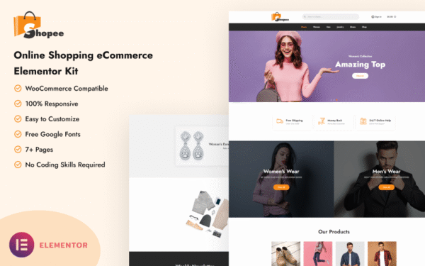 Shopee – Online Shopping E-commerce Elementor Kit