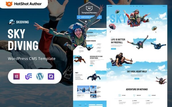 Skidiving – Skydiving Adventure And Parachute WordPress Elementor Theme WordPress Theme