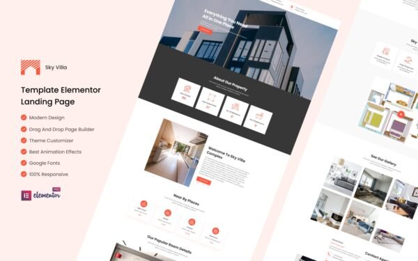 Sky Villa – Single Property Elementor Landing Page Elementor Kit