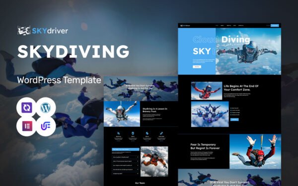 Skydriver – Skydiving And Parachuting Experience WordPress Elementor Theme WordPress Theme