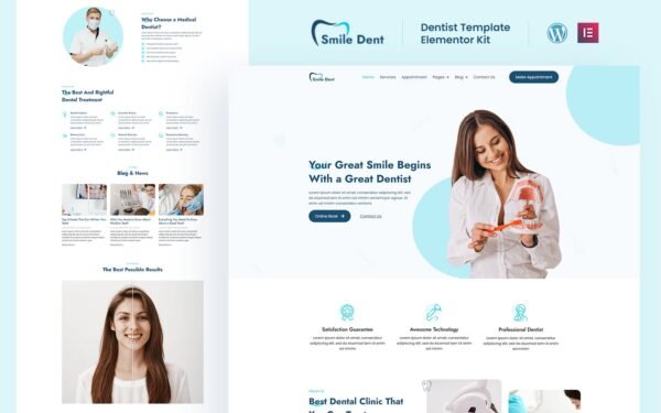 Smile Dent – Services Ready to Use Elementor Template Kit Elementor Kit