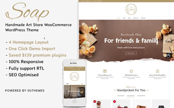 Soap – Handmade Art Store WooCommerce WordPress Theme WooCommerce Theme