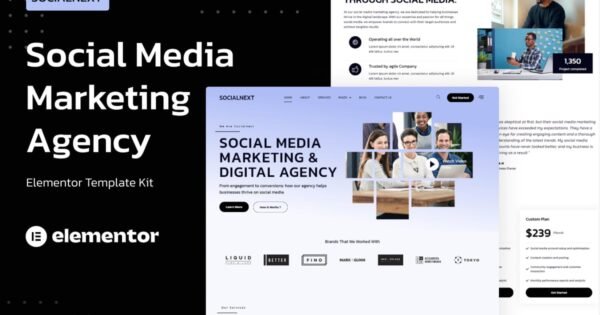 Socialnext – Social Media Marketing Agency Elementor Pro Template Kit