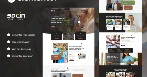 Socin – Volunteer & Charity Elementor Template Kit