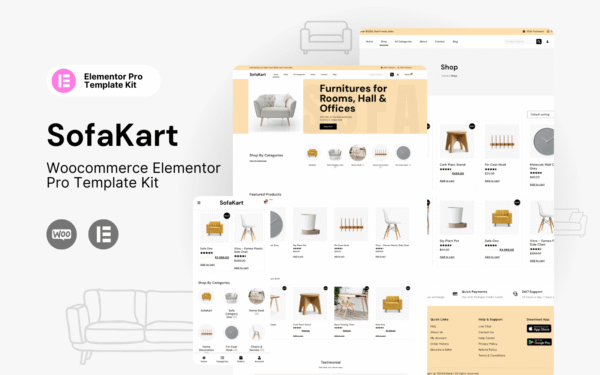 SofaKart – WooCommerce Elementor Template Kit For Furniture Store Elementor Kit