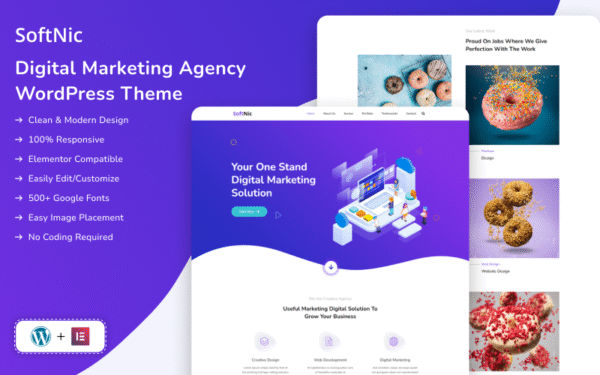 Softnic – Digital Marketing Agency WordPress Theme