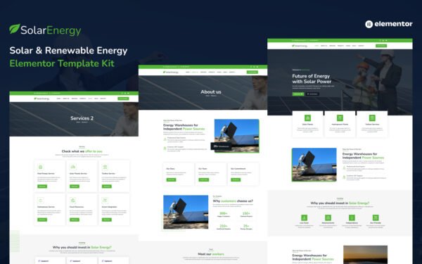 Solar & Renewable Energy Elementor Template Kit Elementor Kit