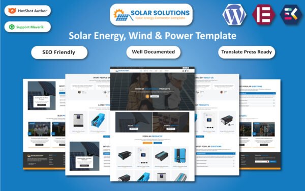 Solar Solutions – Solar Energy, Wind & Power WooCommerce Elementor Template WooCommerce Theme