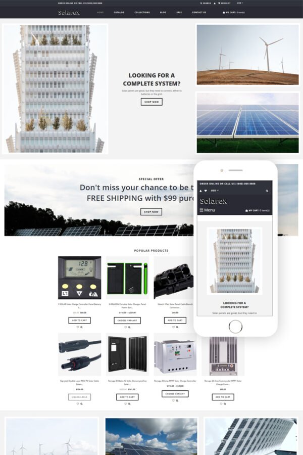 Solarex – Solar Energy Multipage Clean Shopify Theme