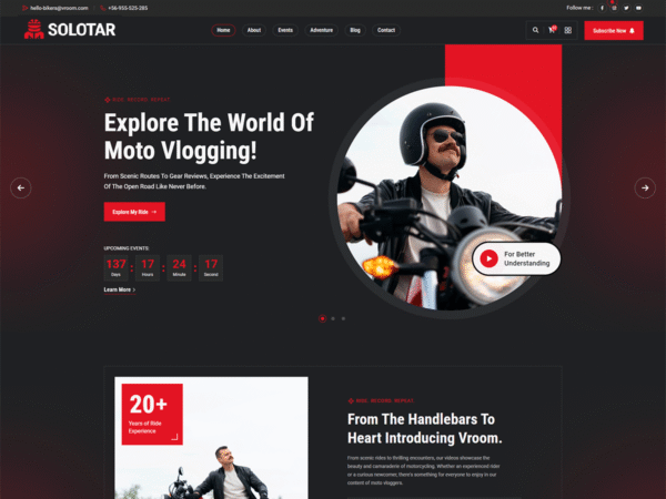 Solotar – Personal Bikers & Hikers WordPress Theme