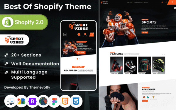 Sport Vibes – Mega Sports Shopify 2.0 Premium Responsive Theme Shopify Theme
