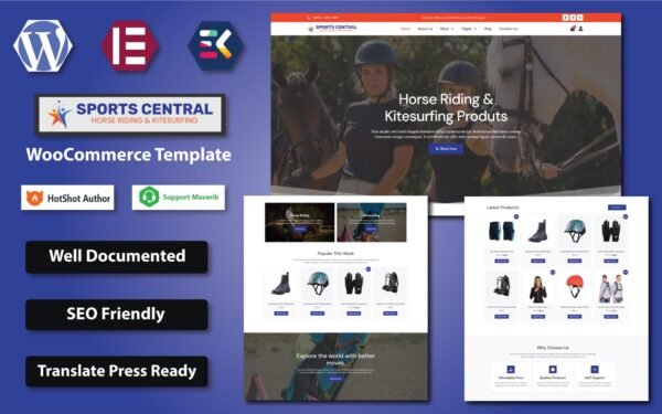 Sports Central – Horse Riding & Kitesurfing Sports Equipment Store WooCommerce Template WooCommerce Theme