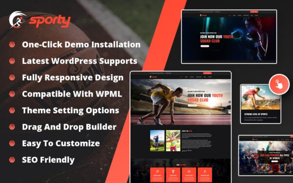 SPORTY – Sport Club WordPress Theme With AI Content Generator