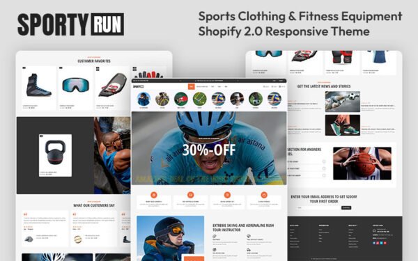 Sportyrun – Sports Clothing & Fitness Equipment Multipurpose Shopify 2.0 Responsive Theme Shopify Theme